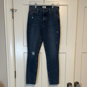 NWT. Hudson “Blair” Medium Blue Skinny Distressed Jeans. Size 26.